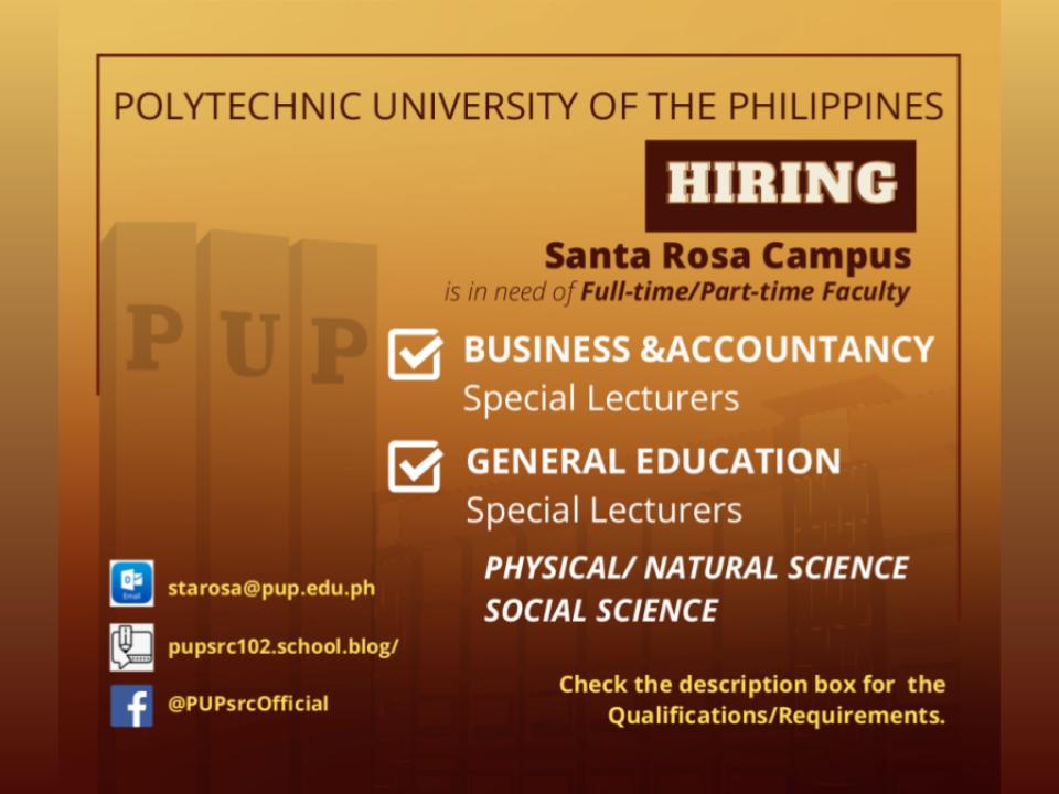 Notice of Hiring | Full-time/Part-time Faculty |&nbsp;pid#5629