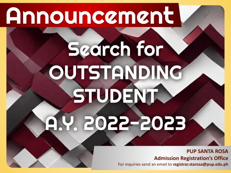Announcement | Search for Outstanding Student for AY 2022-23 |&nbsp;pid#6428
