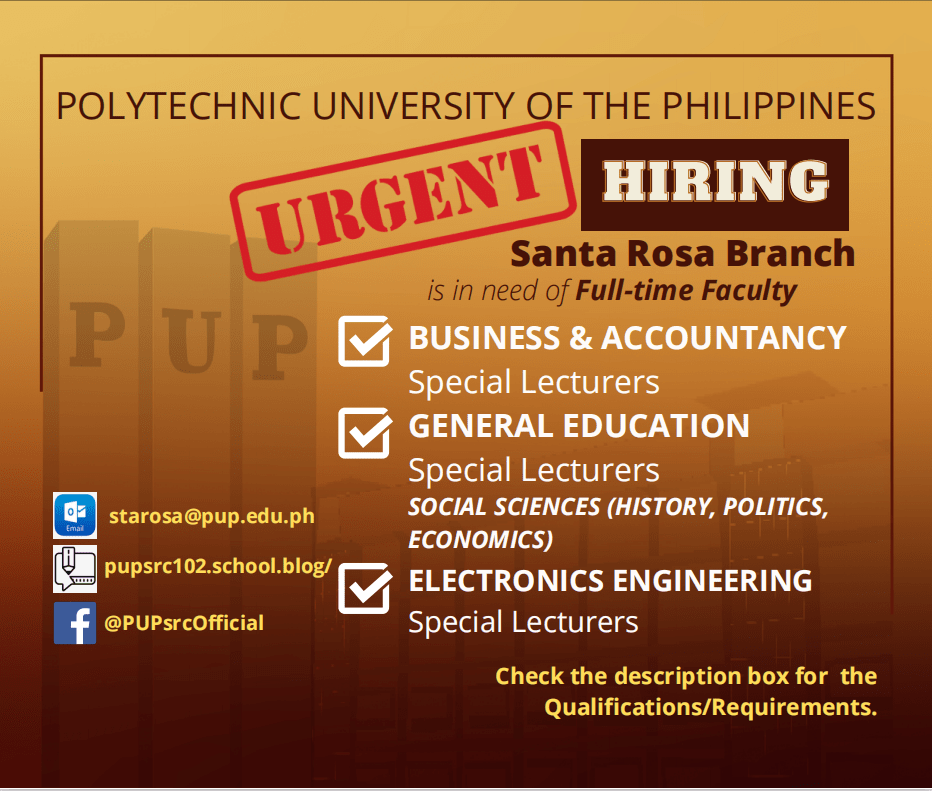 Notice of Hiring | Full-time/Part-time Faculty |&nbsp;pid#6865