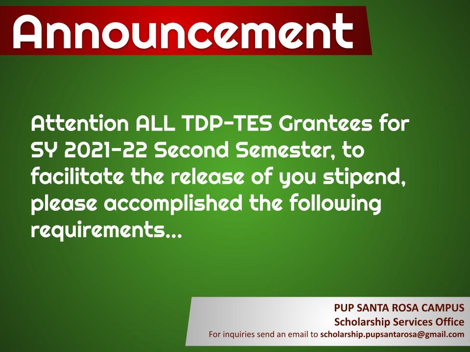 Advisory | TDP-TES Grantees |&nbsp;pid#7157