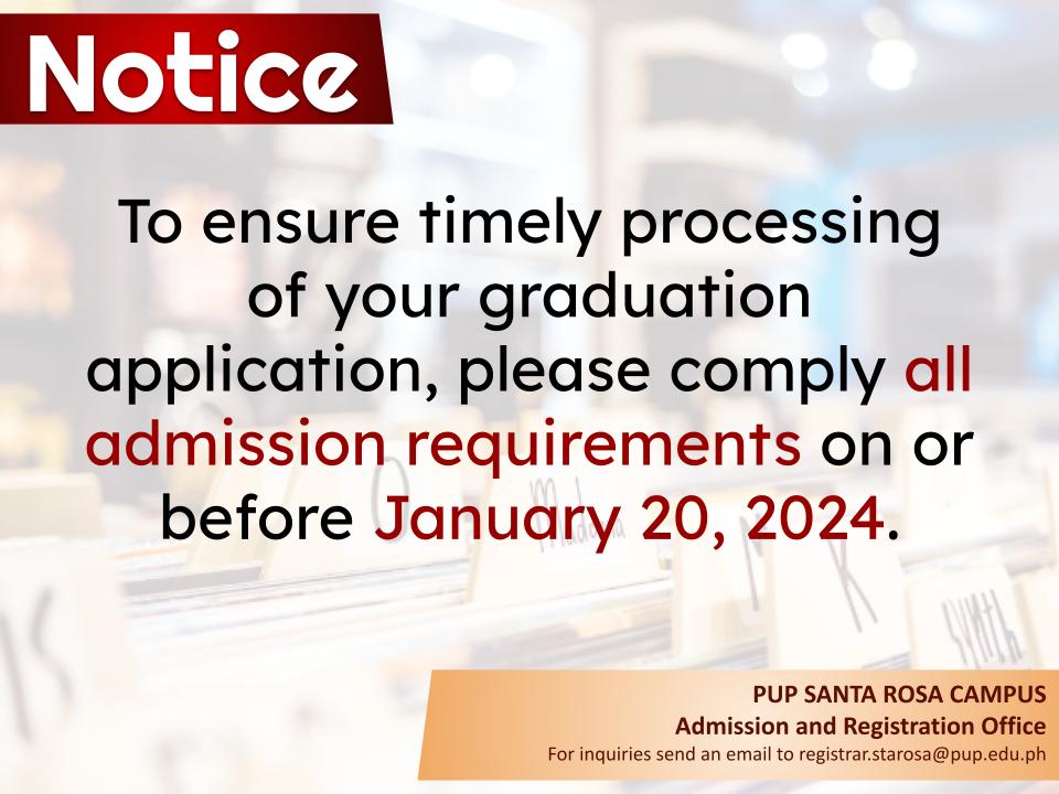 Notice | Admission Requirements |&nbsp;pid#7243