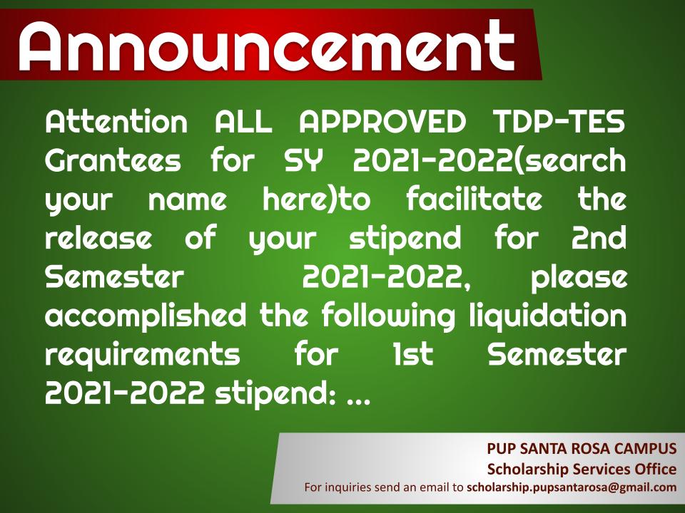 Advisory | TDP-TES Grantees |&nbsp;pid#7146