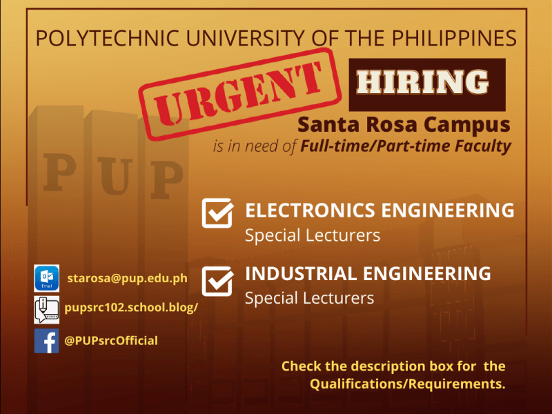 Notice of Hiring | Full-time/Part-time Faculty |&nbsp;pid#13741