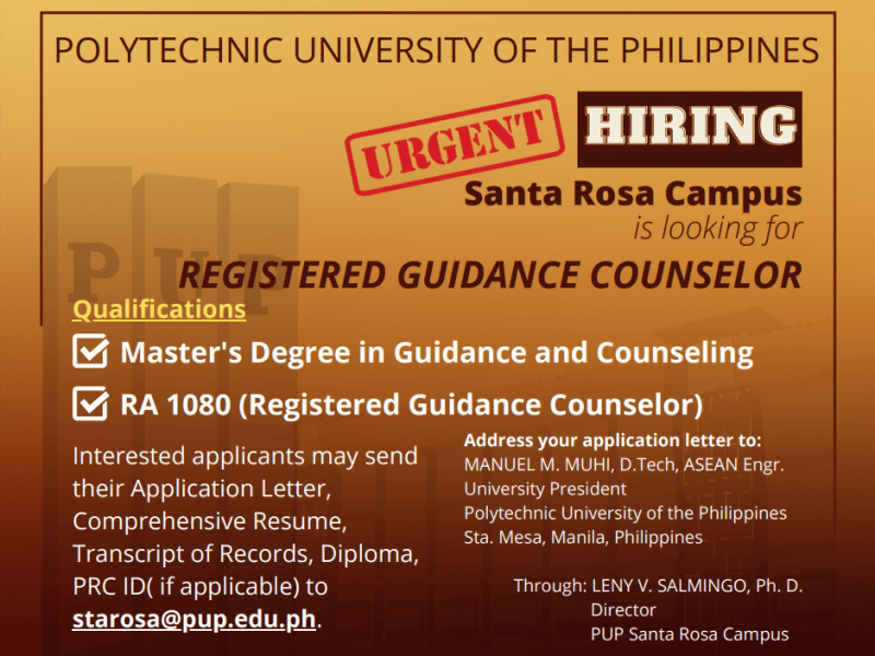 Notice of Hiring | Guidance Counselor |&nbsp;pid#13740