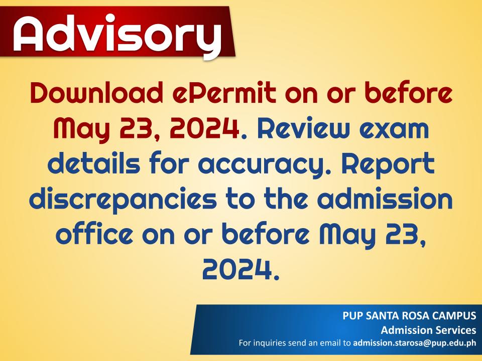 Advisory | PUPCET Applicants |&nbsp;pid#7606