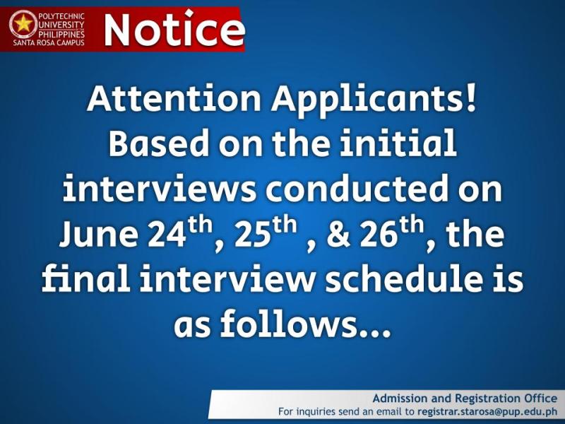 Notice | Final Interview Schedule 2024 |&nbsp;pid#8116