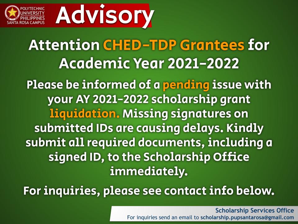 Advisory | TDP-TES Grantees |&nbsp;pid#11068