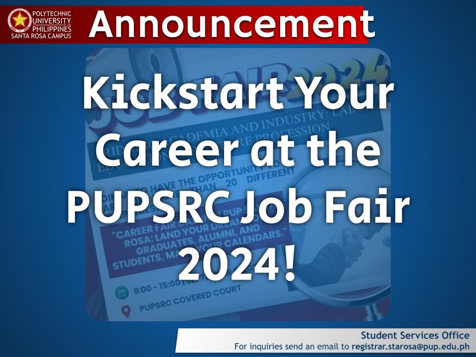 Announcement | PUPSRC Job Fair 2024 |&nbsp;pid#11643