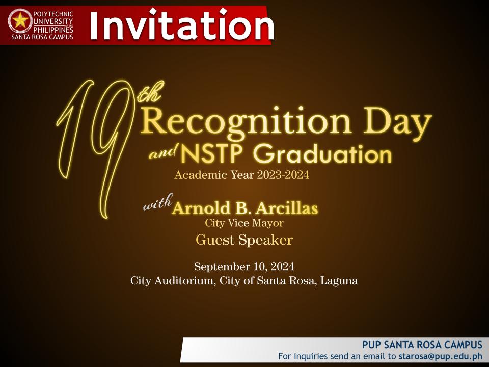 Invitation | Recognition Day and NSTP Graduation |&nbsp;pid#11711