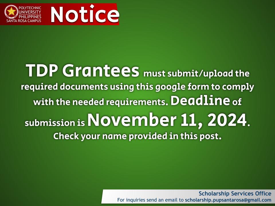 Notice | TDP-TES Grantees |&nbsp;pid#12164