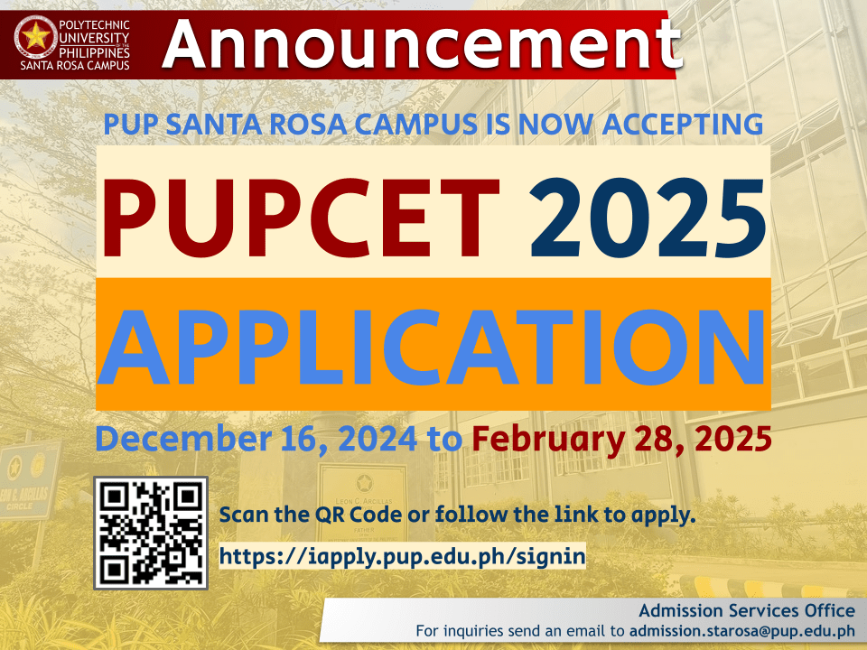 Announcement | PUPCET 2025 |&nbsp;pid#7390