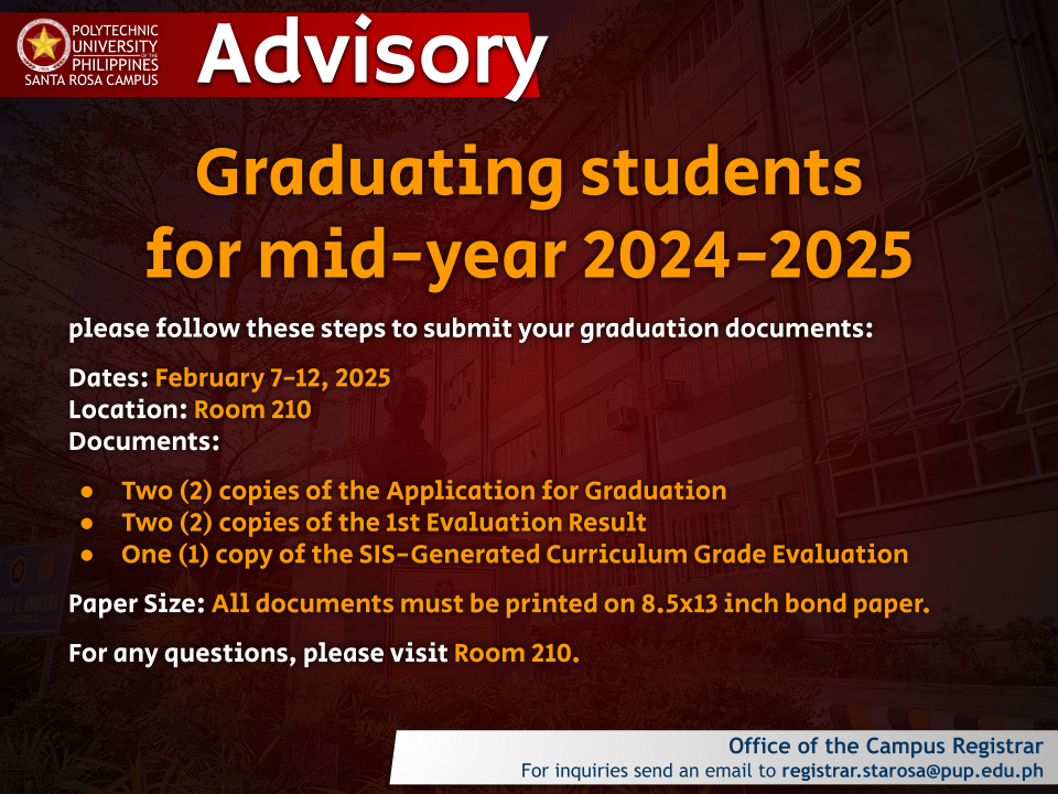 Advisory | Submission of Application for Graduation Mid-Year 2024-25 |&nbsp;pid#12687