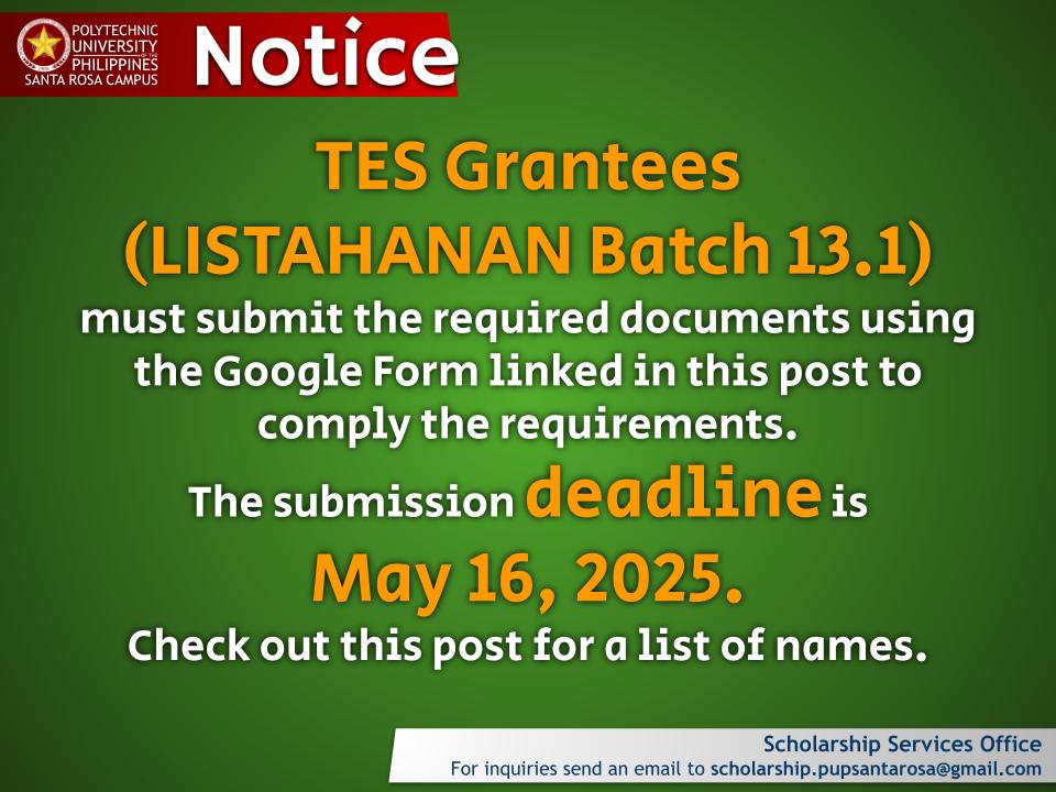 Notice | TES Grantees |&nbsp;pid#13084
