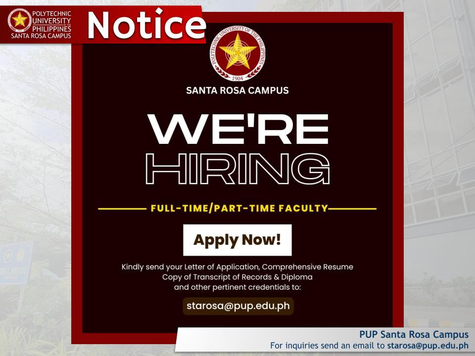 Notice of Hiring | Full-time/Part-time Faculty |&nbsp;pid#13129