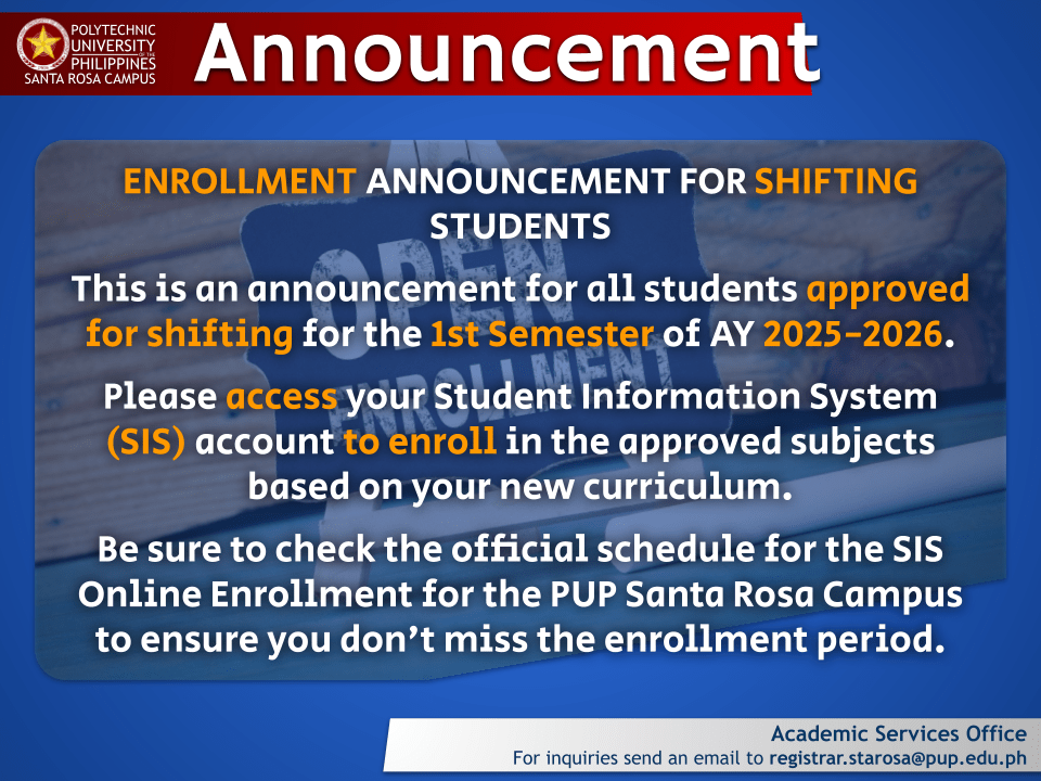 Notice | Enrollment Shifting Student |&nbsp;pid#13309
