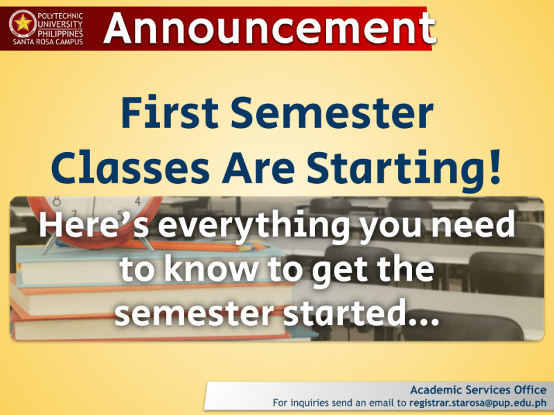 Notice | First Semester Classes Are Starting |&nbsp;pid#13320