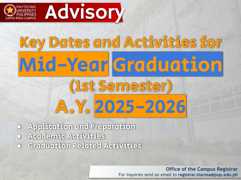 Advisory | Dates and Activities for Mid-Year Graduation AY 2025-26 |&nbsp;pid#13543