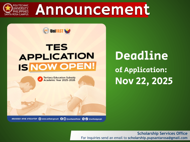 Announcement | Application for CHED TES AY 2025-26 |&nbsp;pid#13636