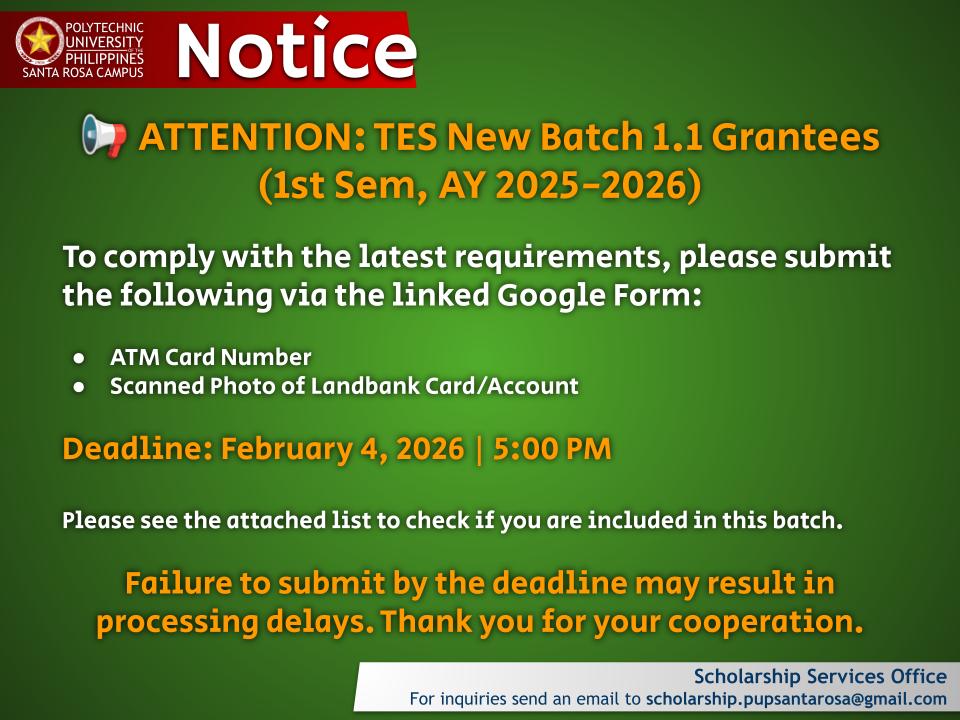 Notice | TES Grantees |&nbsp;pid#13787