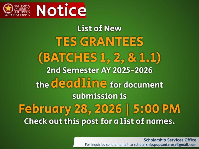 Notice | TES Grantees |&nbsp;pid#13861
