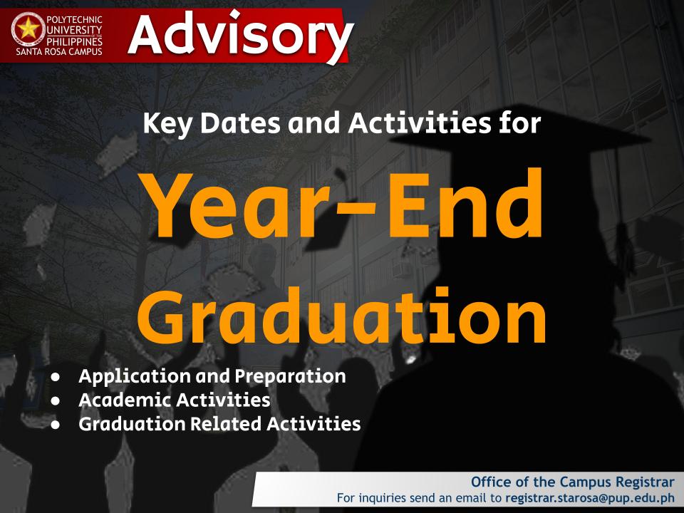 Advisory | Dates and Activities for Year End Graduation AY 2025-26 |&nbsp;pid#13956