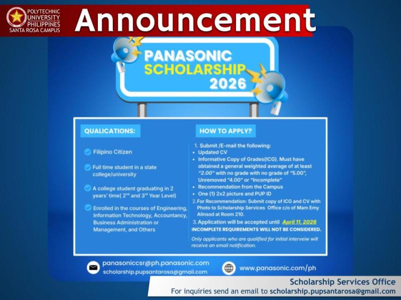 Announcement | Now Accepting Applications: The Panasonic Scholarship |&nbsp;pid#13997