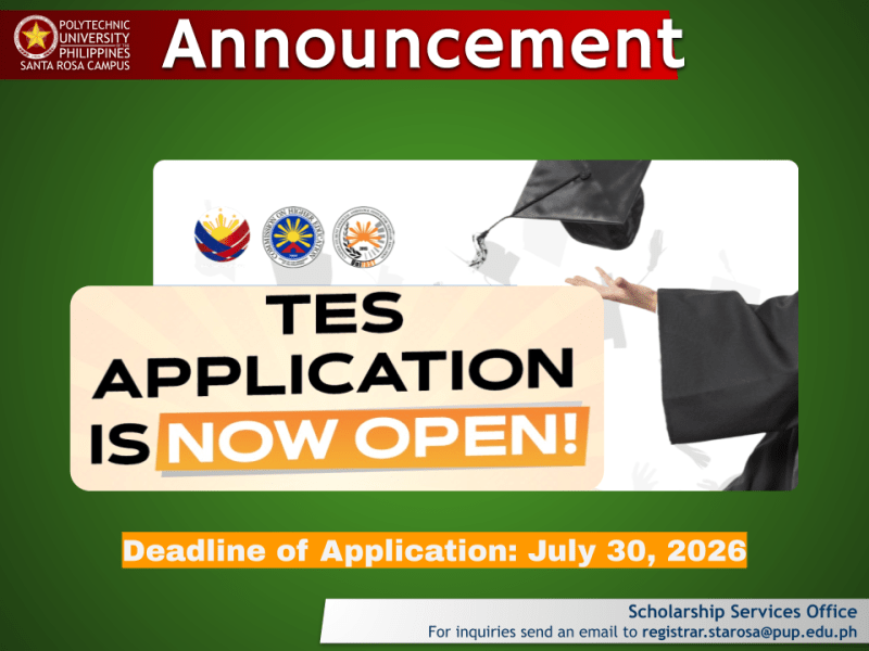 Announcement | Application for CHED TES AY 2026-27 |&nbsp;pid#14578