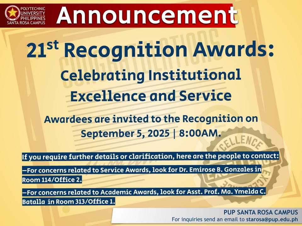 Announcement | 21st Recognition Awards |&nbsp;pid#14705